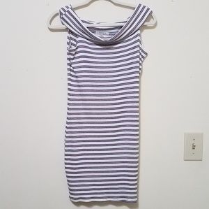 NWOT Papaya Stripe Ribbed Off Shoulder Dress Large
